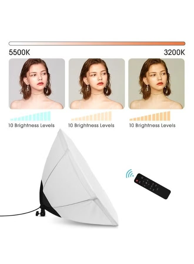 Glanfen Photography Softbox Lighting Kit with 200W LED 3-Color Bulb Umbrellas Softbox and Carry Bag - Image 4